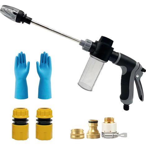 High Pressure Water Gun, Power Jet for Garden Hose, High Pressure Gun with Accessories and Gloves for Car Washing, Watering Lawns and Gardens (1/5)