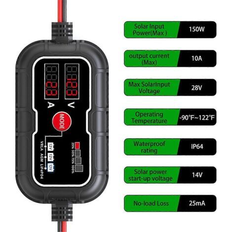 Contrôleur de panneau de charge solaire numérique MPPT 10 A 12 V avec écran LCD pour l'amélioration de l'habitat (1/5)