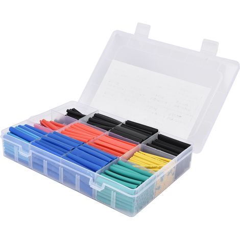 Kit de 560 pièces de gaines thermorétractables colorées pour isolation et protection.