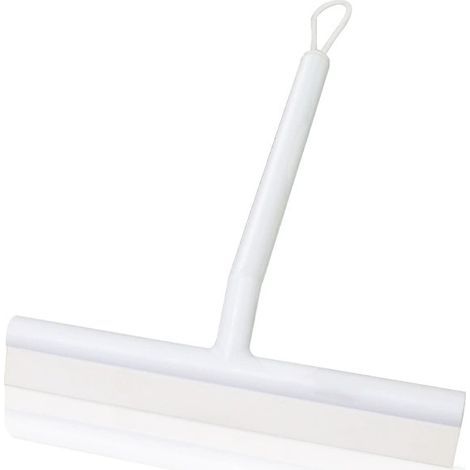 Silicone shower squeegee with hook (white) Scratch-resistant wiper for glass, plastic, bathroom tiles – Double-sided brush and rim design (1/5)