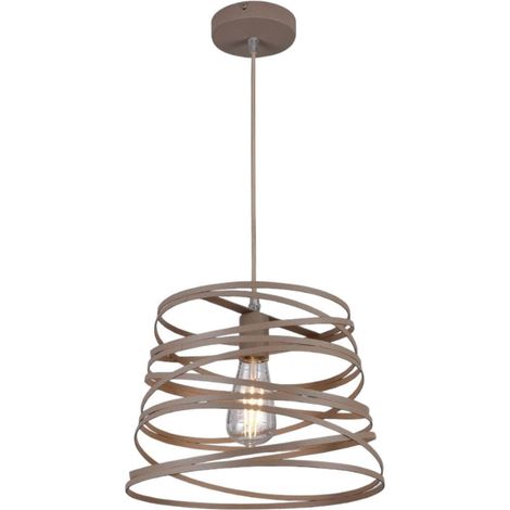 TrAdE Shop Traesio - Lampadario A Sospensione Moderno Con Paralume In Metallo A Vortice Traforato Tortora A08 - (1/5)