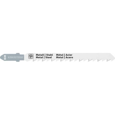 FEIN Lama per seghetto alternativo F-IRON Jig 26 AS per metallo BIM 75 T1.2/2.5 MS SC. Per metallo, metallo non ferroso, alluminio, acciaio inox, INOX, lamiera d'acciaio, tubi d'acciaio.Cf.5 pz.