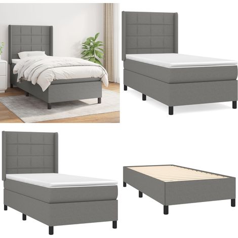 Boxspringbett mit Matratze Dunkelgrau 90x200 cm Stoff - Boxspringbett - Doppelbett - Bettenrahmen - Schlafsystem - Liegekomfort - Home & Living (1/5)
