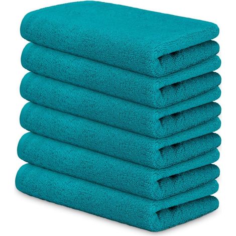 Lot de 6 Serviettes 30x50 cm Coton 450g/m² Douces Absorbantes Visage Toilette Invités Maison Hôtel Spa Océan (1/5)