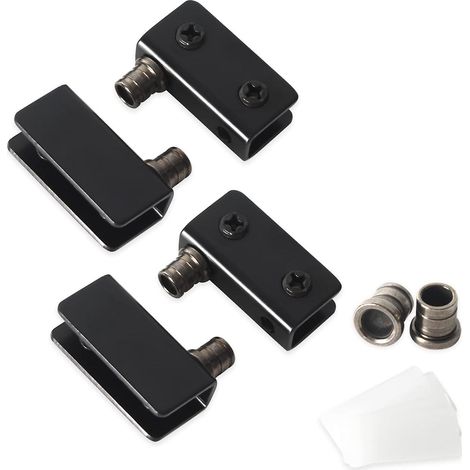 Pivot de porte en verre 4 pièces, charnière pivotante pour porte de douche 5-8mm, noir, acier inoxydable 304, rotation libre, fixation robuste, quincaillerie de salle de bain (1/5)
