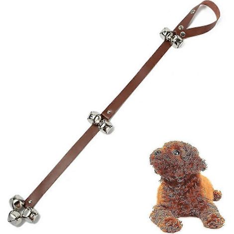 Clochettes pour chien pour le dressage anti-effraction - support de porte en cuir, marron (1/5)