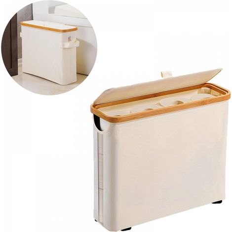 Panier Rangement Papier Toilette Blanc Cassé, Essuie-Tout Accessoire Salle Bain (1/5)