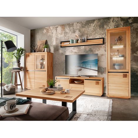 Wohnzimmer Komplett Set 5-teilig modern in massiver Buche WINCHESTER-69 (1/5)