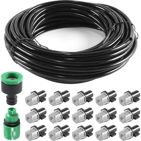Système de refroidissement par brumisation, kit d'irrigation goutte à goutte de 15 m, tuyau d'arrosage de 4/7 mm, buse d'arrosage, adaptateur de robinet pour jardin extérieur (1/5)