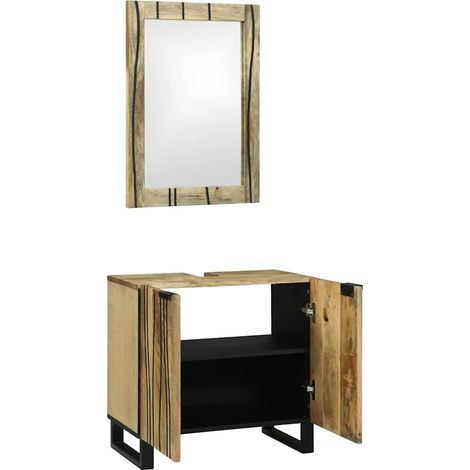 Maison Exclusive - Badezimmerschrank-Set 2 pcs Natur Massivholz M