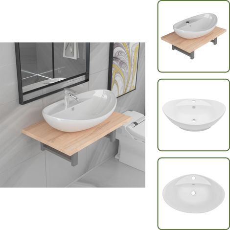 Arredamento bagno - vidaXL Set Mobili da Bagno 2 pz Ceramica Rovere - Mobili da bagno