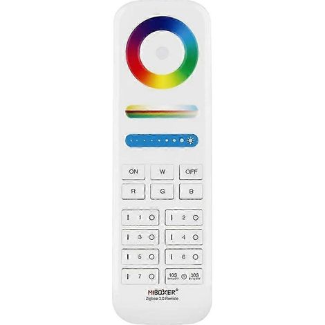 Le contrôleur intelligent MiBOXER à 7 zones est livré avec une télécommande FUT089Z RGB+CCT, compatible avec les ampoules et les bandes LED Zigbee 3.0 pour une utilisation domestique et commerciale. (1/5)
