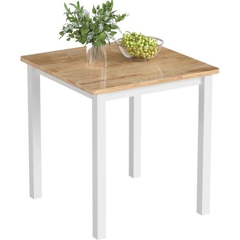 Table à manger en bois de caoutchouc, pour 4 personnes, style campagne naturel (1/5)
