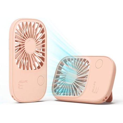(Rose)Ventilateur USB Portable Rechargeable Ventilateur Petit à Main 3-17H D'utilisation 4 Vitesse Ventilateur de Table Pliable Rose