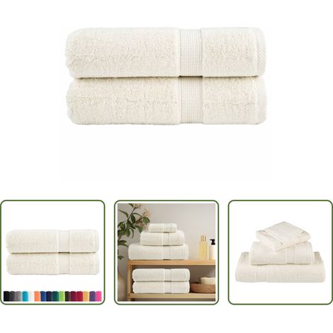 Baumwolle - Premium Badetücher SOLUND 2 Stk. Creme 100x150 cm 600 g/m² (1/5)