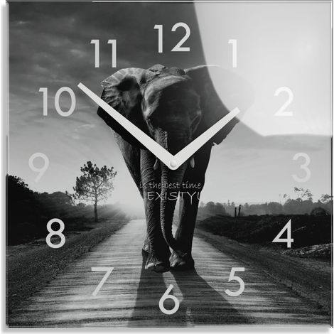 Moderne Wanduhr fürs Wohnzimmer Elefant (1/4)