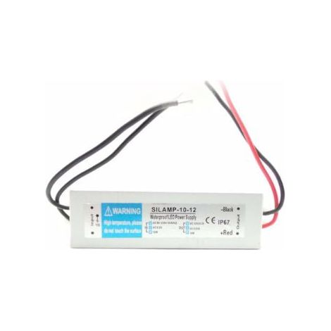 Silamp – Transformateur 220V 12V étanche IP67 10W DC 0.83A pour rubans LED – Protection contre immersion jusqu'à 1m