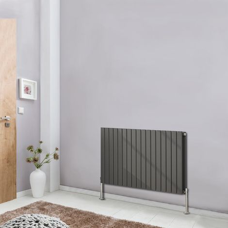 Horizontal Flat Double Column Radiator Anthracite 600x1156 Central Heating Rads (1/5)