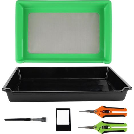 Trim-Bin Rechteckige Schneideschale mit 150-Mikron-Sieb und 2 Scheren, für Pollen und Vanille, für Haus, Garten und Pflanzen (1/5)