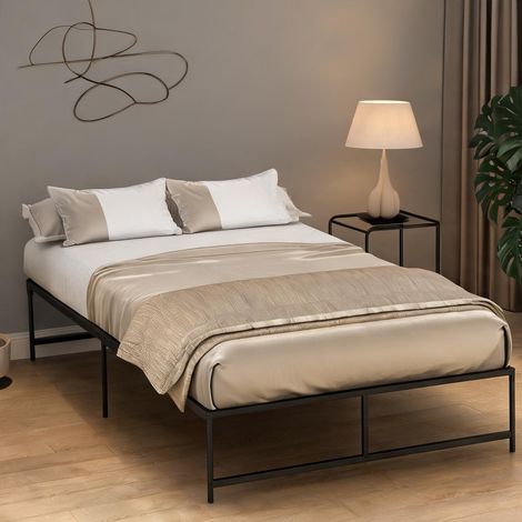 Canapé convertible noir en acier 196 x 141,5 x 36 cm (1/5)
