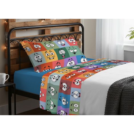 Completo Lenzuola Freestyle Per Ragazzi 100% Cotone Digitale Occhietti, misuraSingolocoloreOcchietti