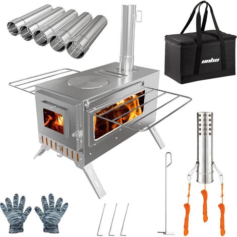 Poêle à Bois Camping avec Cheminée: Réchaud de Tente Portable, Four à Bois Extérieur - Poêle Pliable pour Tente Cuisine Camping, Chauffage 40x19,5x24cm (1/5)