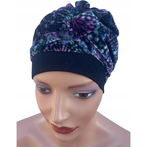 Turbante da donna Ela 502, alla moda, caldo, in velluto, morbido, cappello drappeggiato (1/5)