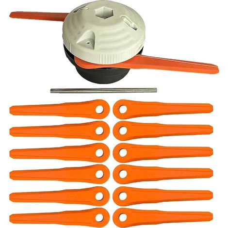 4006‑710‑2137 PolyCut 6‑2 Tête de débroussailleuse avec 12 lames et tige de montage, compatible avec Stihl FS38 FS40 FS45 FS50 FSA60 FSA86, système de coupe à double lame pour pelouse et (1/5)