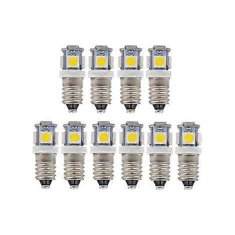 10 Stück E10 12V Kaltweiße LED-Lampen 5SMD 0,5W 50LM Kaltweiß