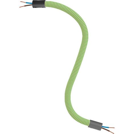 Creative-Cables Kit Creative Flex flexibles Rohr (30 cm Länge, Ø 10 mm) – Stoffummantelung RM77 Wiesengrün und schwarze Abschlüsse – Mit Metallendstücken und Zubehör
