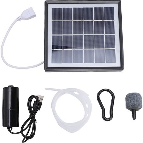 Oxygénateur solaire pour étang 10W, Interface USB Portable, aquarium à faible bruit pour l'extérieur, noir (1/5)