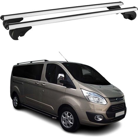 OMAC Aluminium Dachträger Querträger für Ford Transit Custom I 2012-2023 – TÜV / DIN 75302:2019 – Abschließbar – Max. 75 kg – 2 Stangen Silber (1/5)