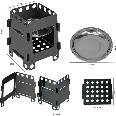 Réchaud à bois en titane pliable et portable, réchaud à alcool pour la randonnée, le camping et les pique-niques. (1/5)