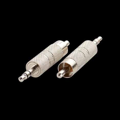 3.5mm male to RCA male adapter, nickel plated, straight dual channel 3.5mm male two-part connector to RCA AV male. (1/5)