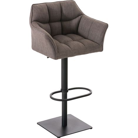 Sgabello da bar alto bancone cucitura quadrata seduta in tessuto grigio struttura in metallo nero 100004696