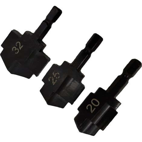 Lot de 3 forets à aléser pour tubes, en acier rapide (HSS) avec revêtement titane, queue hexagonale, diamètre 1/4 po, pour produits en plastique PPR, noir. (1/5)