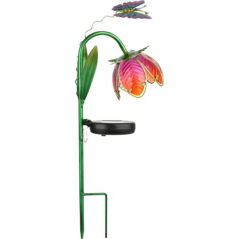 Lampe Solaire LED de Jardin Extérieur Lumière Murale Décor Saussurea Involucrata Rose 10x16x40cm (1/5)