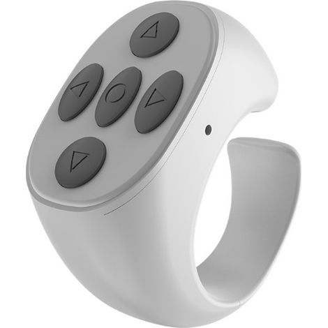 Bague connectée avec télécommande Bluetooth 5.3 et fonction tourne-pages sans fil pour TikTok et les e-books (blanche).