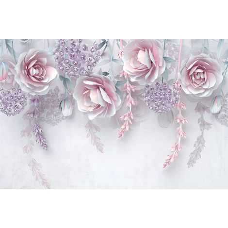 Papier peint panoramique - Fleurs 3D - 130 cm x 86 cm (1/2)