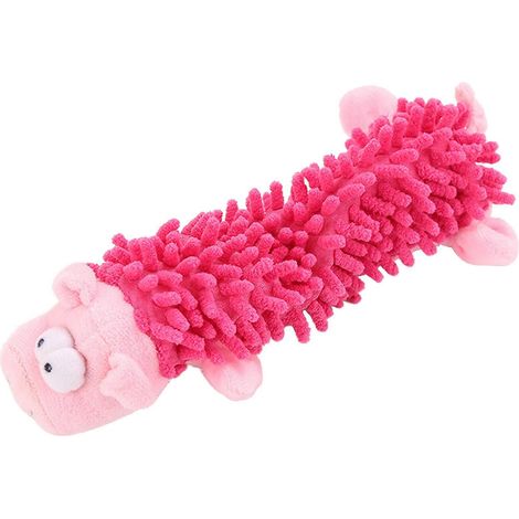 Quietschendes Plüsch-Hundespielzeug in Form eines rosa Schweinchens, robustes Kauspielzeug für Welpen, langlebiges Stofftier, interaktive Rassel für kleine Hunde. (1/4)