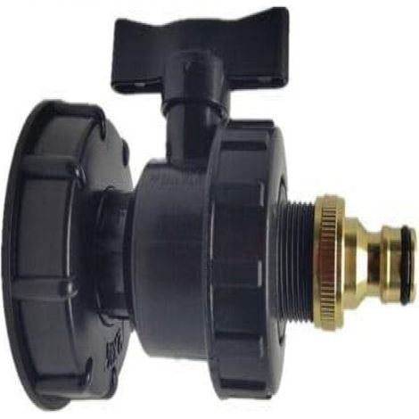 Adaptateur IBC - Raccord S60x6 - Robinet à boisseau sphérique - Sortie Tuyau Barbelé 19 mm - Pour Conteneurs IBC Standard Européens