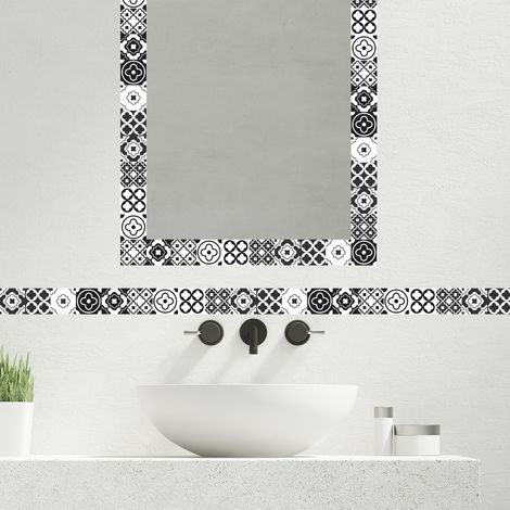 Frise décorative adhésive, terreti motif carreaux de ciment style ancien, 5 cm X 300 cm (1/5)