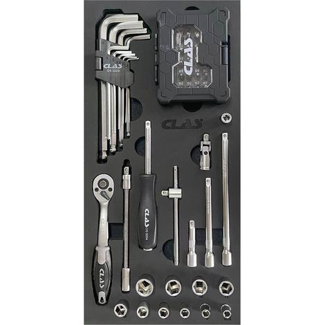 Insert 59 pcs douilles, cliquet et accessoires de serrage 1/4" CrV - OS 3200 - CLAS Equipements