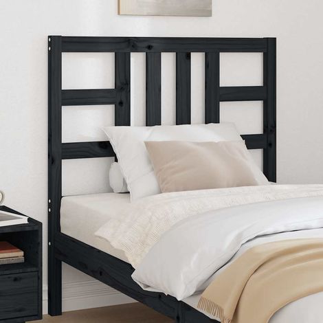 vidaXL Cabecero de cama madera maciza de pino negro 96x4x100 cm (1/5)