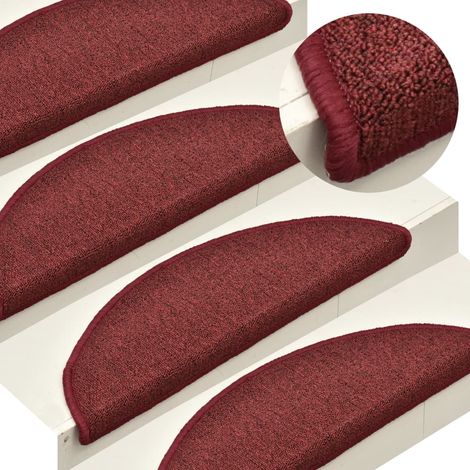 15 pcs Tapis d'escalier, Tapis de marches, Marchettes D'escalier Rouge 65x24x4 cm MKS58558 (1/5)