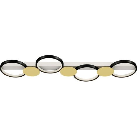 Plafonnier LED 38 W 1500 lm 3000 K-6500 K, lampe de salon avec 4 ampoules, télécommande, noir et or