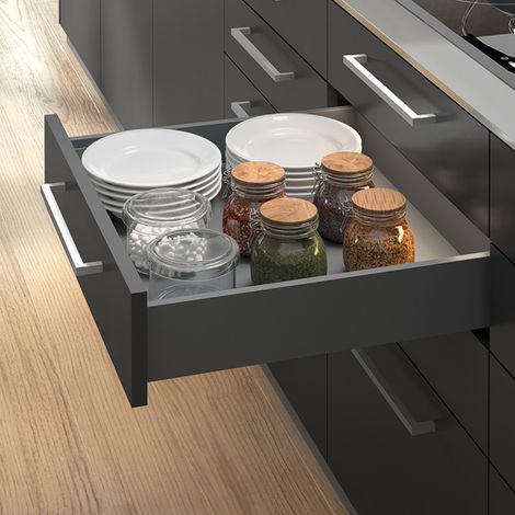 EMUCA Kit de tiroir pour cuisine et salle de bain Vertex, panneaux inclus, H 178 x M 900, Gris