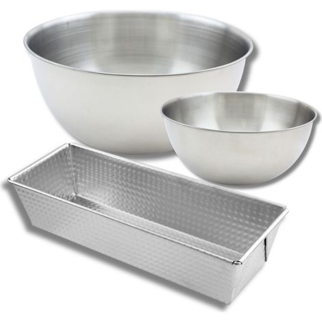 Set de pâtisserie avec 1 Moule Cake 30cm, 1 spatule Zenker et 2 bols à mixer en inox Fackelmann (1/5)
