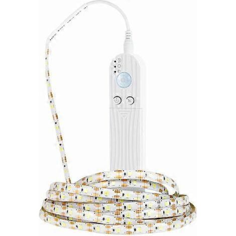 Bandeau LED avec détecteur de mouvement, 2 m, alimenté par piles, avec télécommande infrarouge, blanc chaud 3500K, éclairage pour chambre, dressing et escalier (1/5)