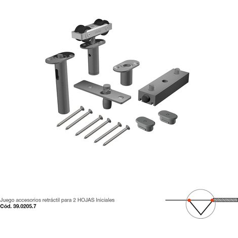 Acc. SF-A88D Para 2 primeras hojas - STAR FOLD - Accesorios para puertas plegables hasta 4 hojas y un máx. de 80 Kg. sin guía en el suelo